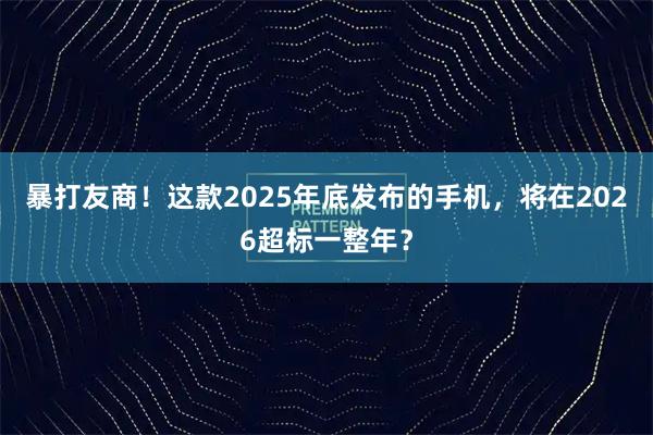 暴打友商！这款2025年底发布的手机，将在2026超标一整年？